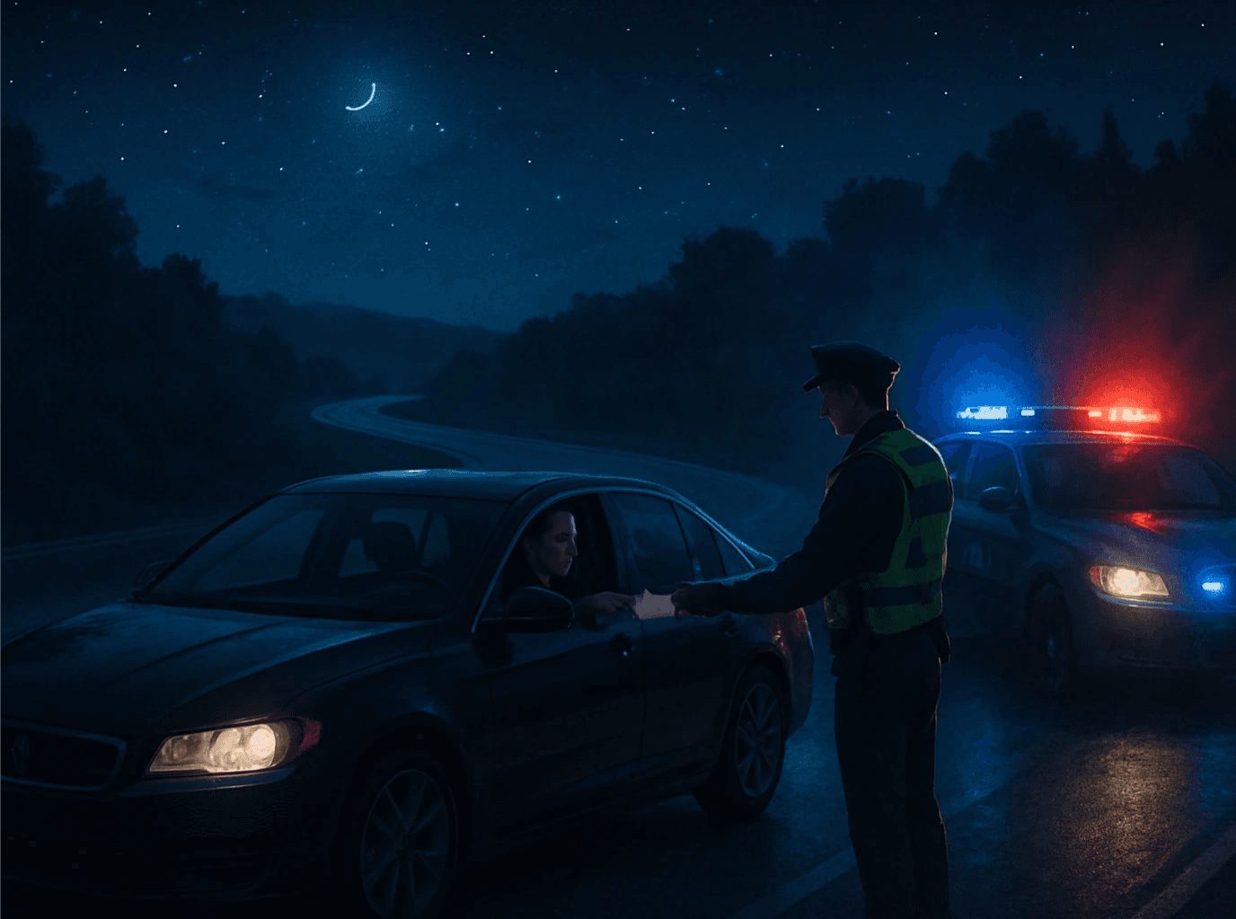 Cop's Roadside Blowjob