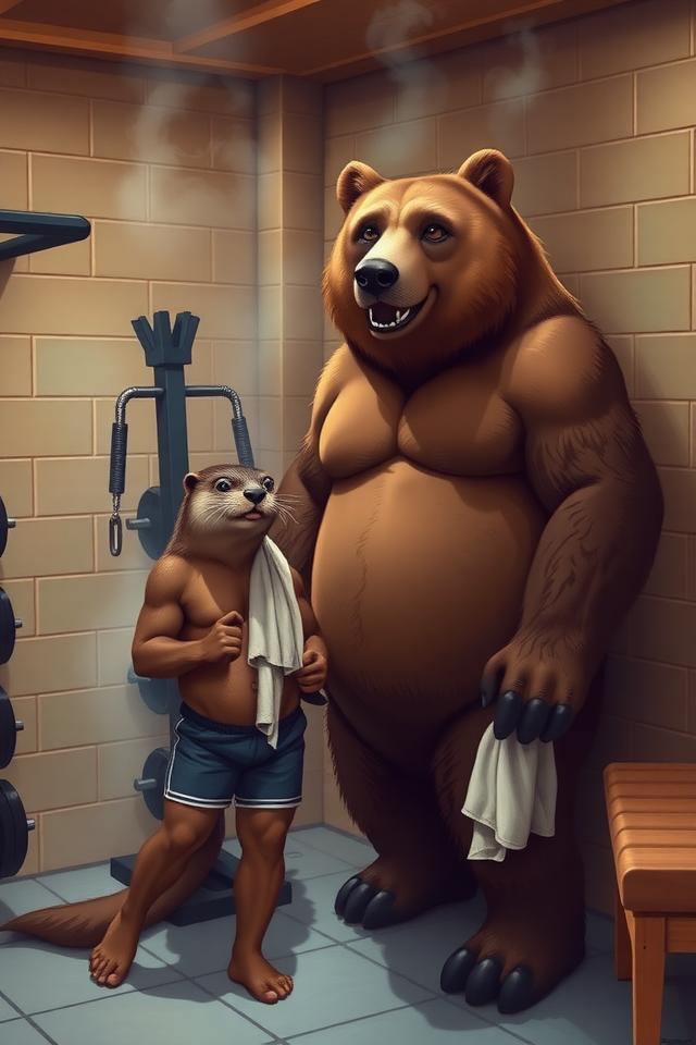 Steam Bath Seduction with the Grizzly Trainer