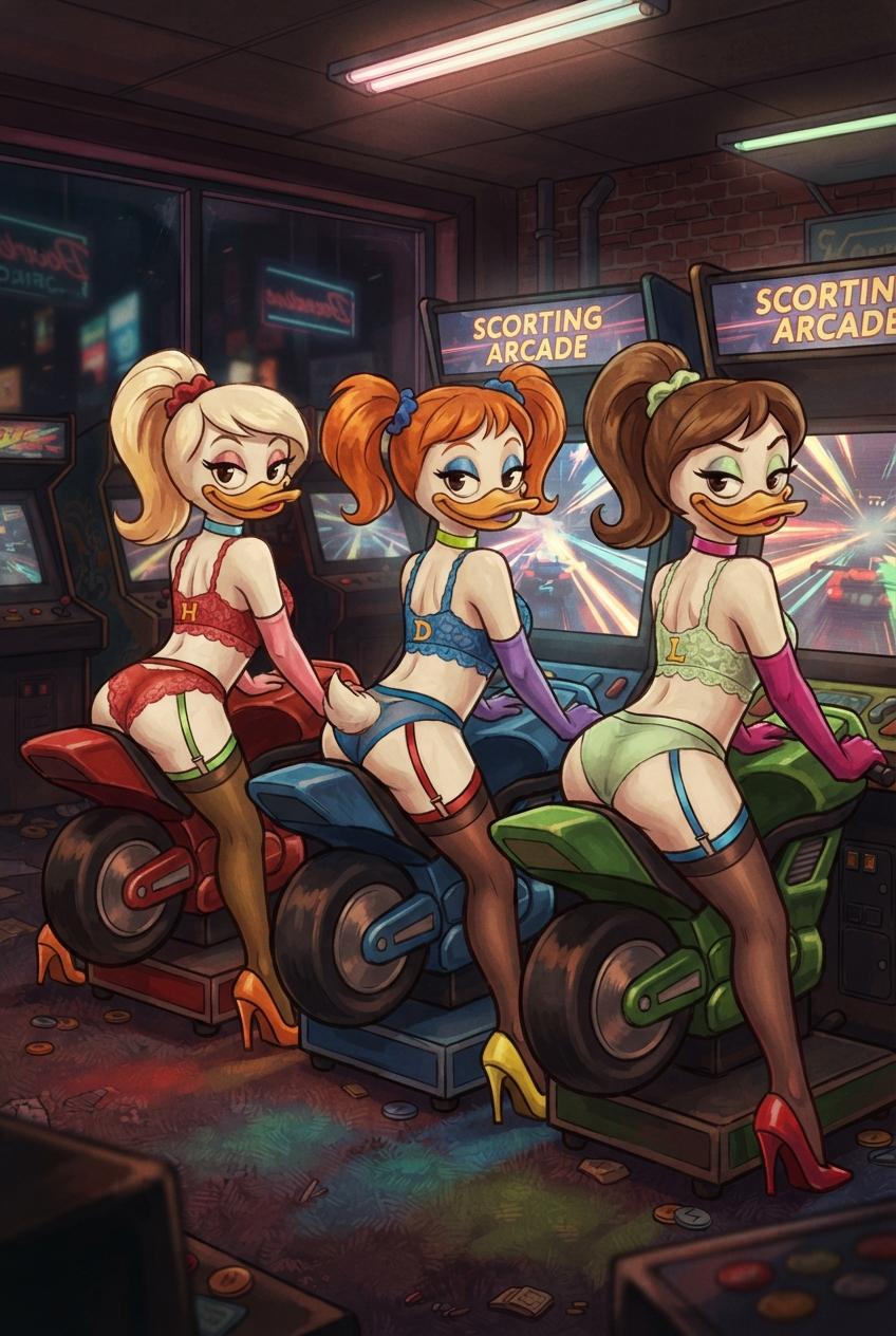 Sissy Ducks Ride Dildo Arcade Bikes