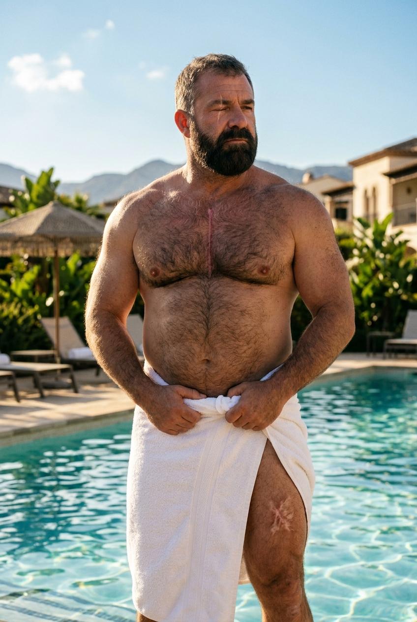 Resort heiress strips & blows guest poolside