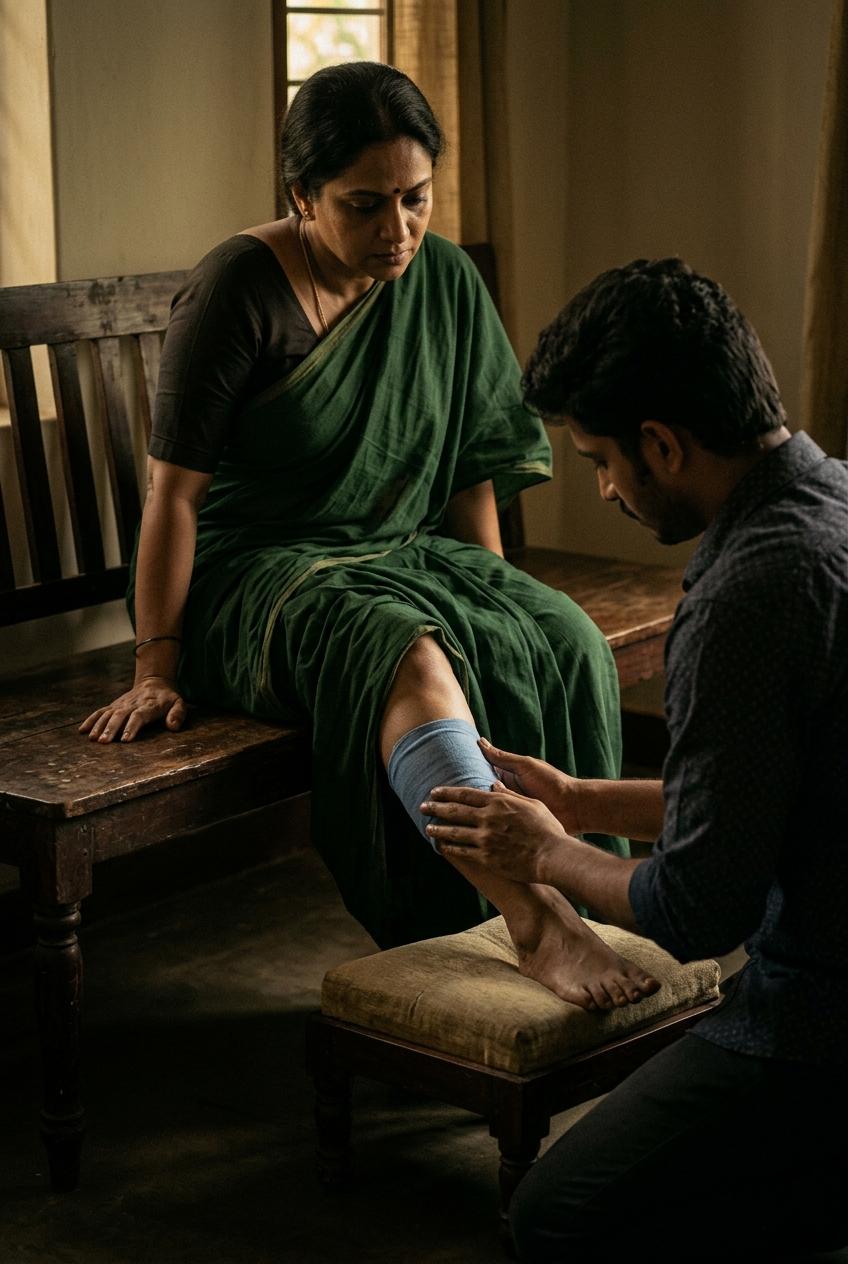 Husband massages wife's injury leads to passionate reunion