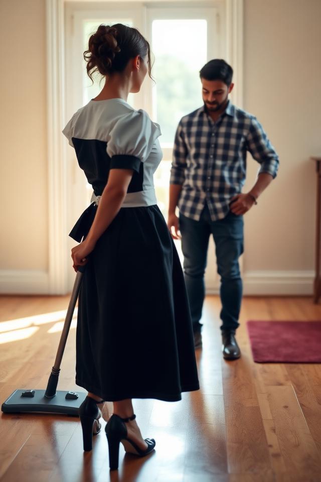 He got hard while I was on my knees cleaning his floor