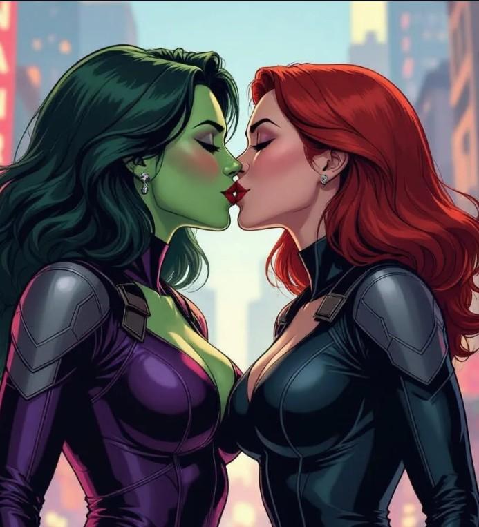 Milf plays with herself as She-Hulk watches
