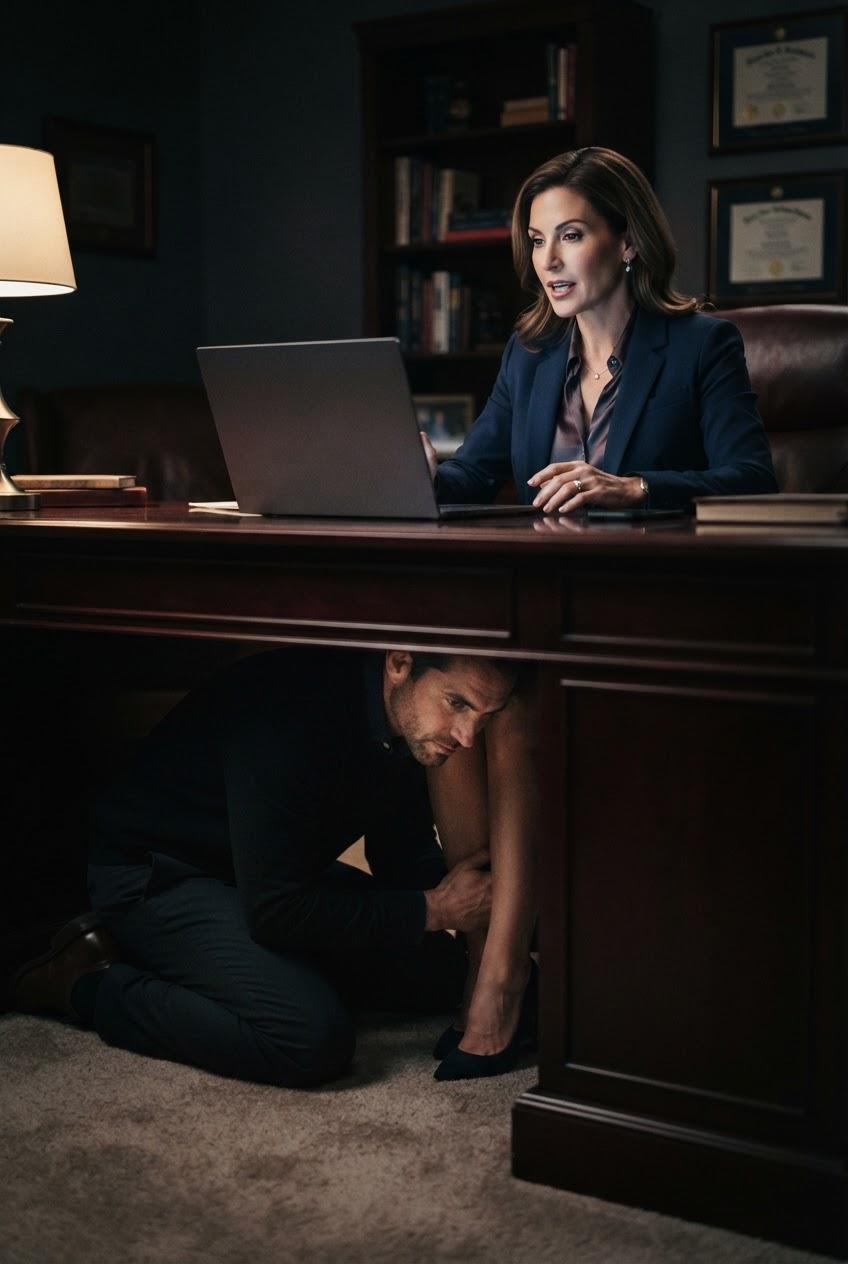 Hubby Serves Wife Under Desk