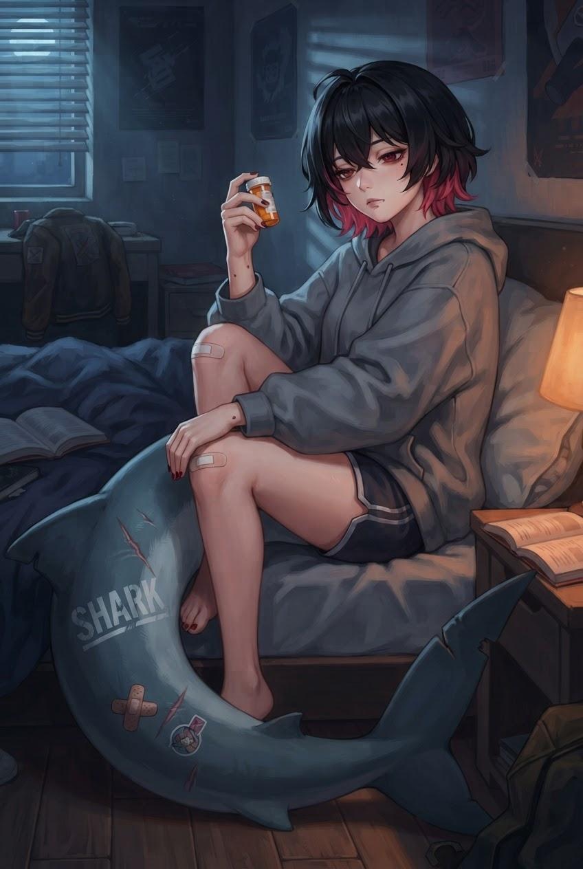 Transformed student in skirt