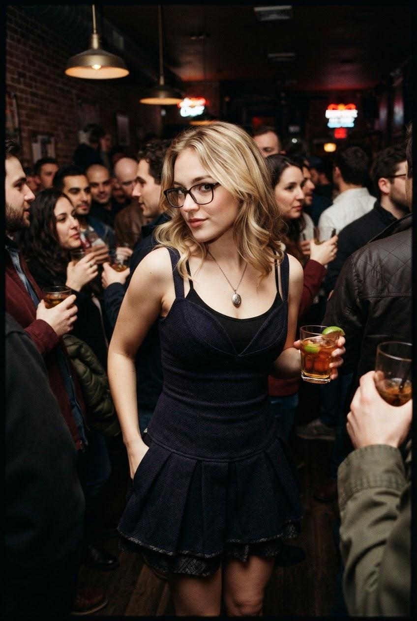 Public Bar Creampie for Nerdy Girl