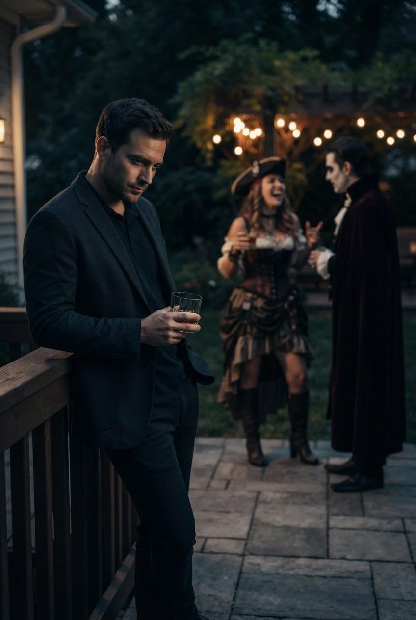 Husband Watches Wife at Halloween Party