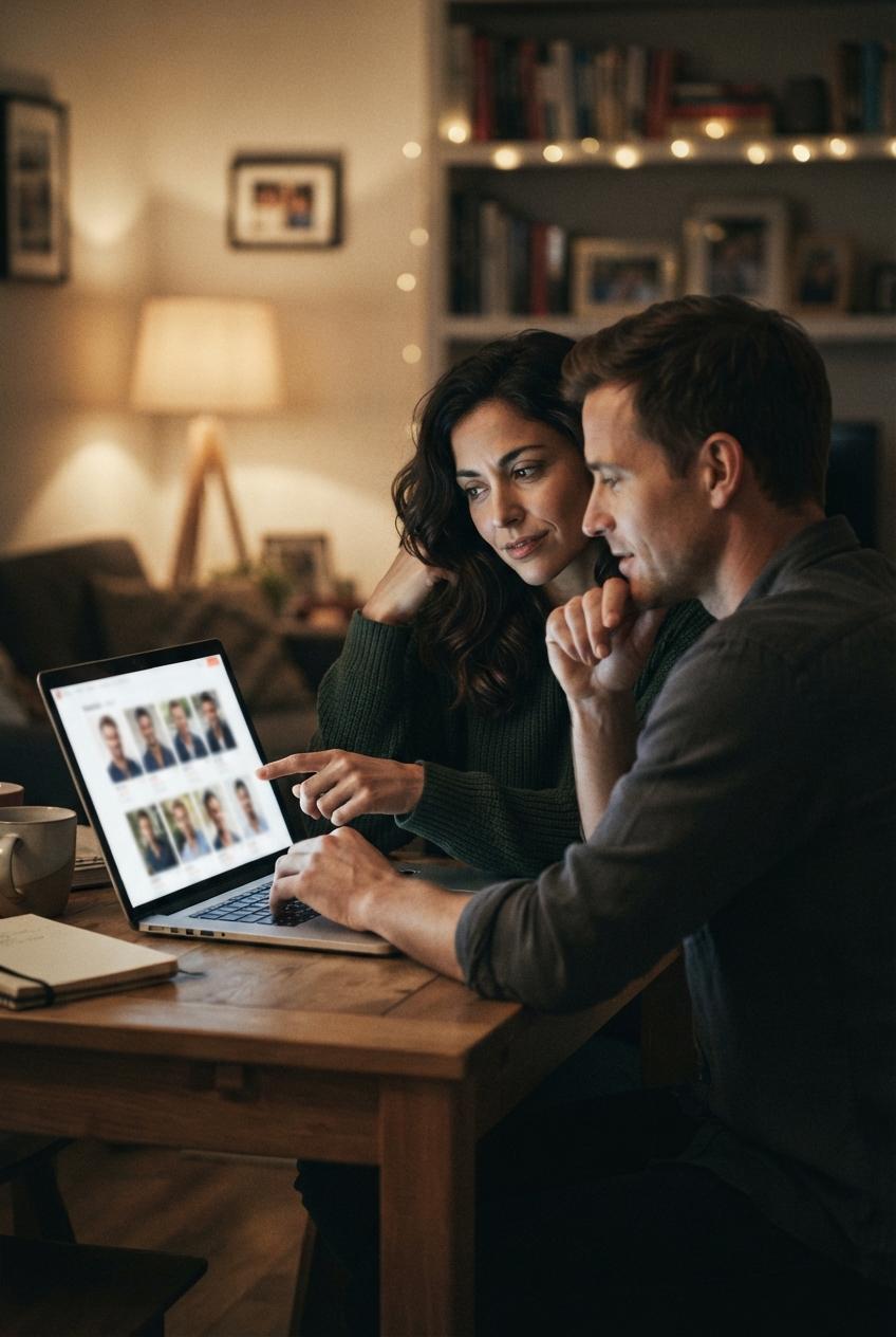 Couple's first video call with a third
