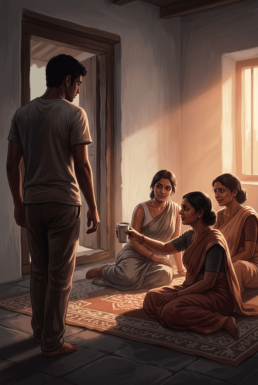 Vijay walks in on Ammu, Priya, friend